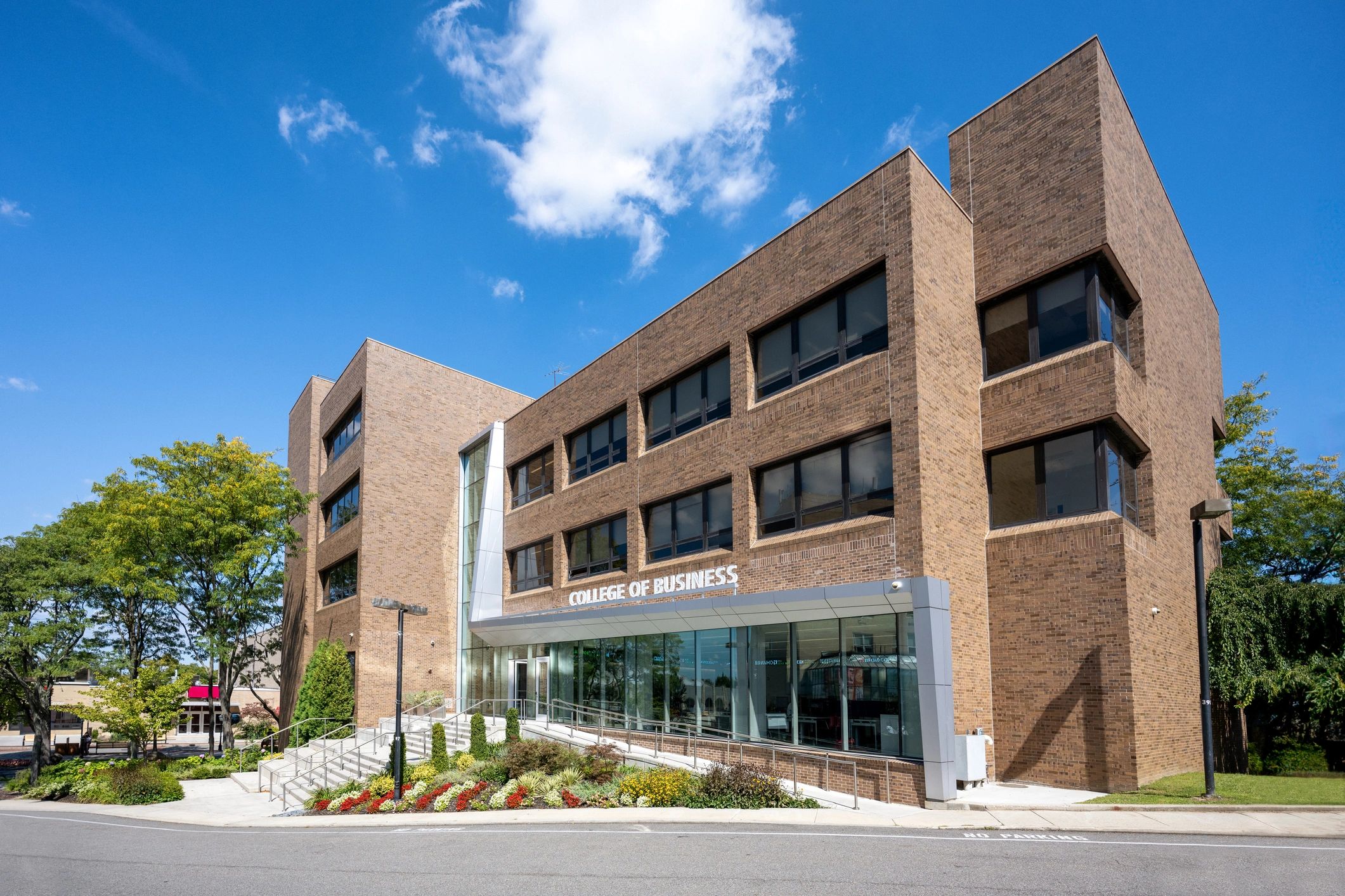 Contemporary institutional building representing research and leadership